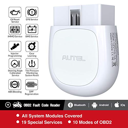 Autel MaxiAP AP200 Dispositivo Bluetooth OBD2 Funciones Reset Aceite EPB (Frenos) BMS (Batería) SAS (Dirección) TPMS (Presión) DPF (Filtro) IMMO (Antirrobo) para Tablet o Smartphone iOS y Android