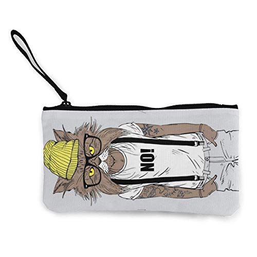 BHGYT Fashion Animal Bobcat Personalidad de Mujer y niña Moda Retro Mini Mini Monedero con Cremallera Cuadrada Monedero, Bolsa con Correa para la muñeca Bolsa de Maquillaje Teléfono móvil Tarjeta ba