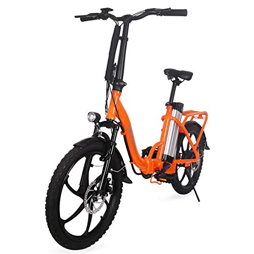 Bicicleta Plegable Eléctrico E De Bicicletas, hasta 30 Km/H, 20 Pulgadas Ajustable Plegable del Ciclomotor Bicicletas Bicicleta Eléctrica, La Batería Recargable De 36V 250W / Litio, Unisex,Naranja