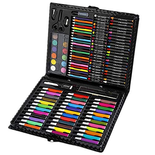 BJ-SHOP Estuche Colores,Niños Acuarela Lápiz Niños Dibujo Kit de Artista Lápices de Colores Set Crayón Pintura al óleo Brocha Herramienta de Dibujo Regalo con Caja para Papelería Escolar 150 unids