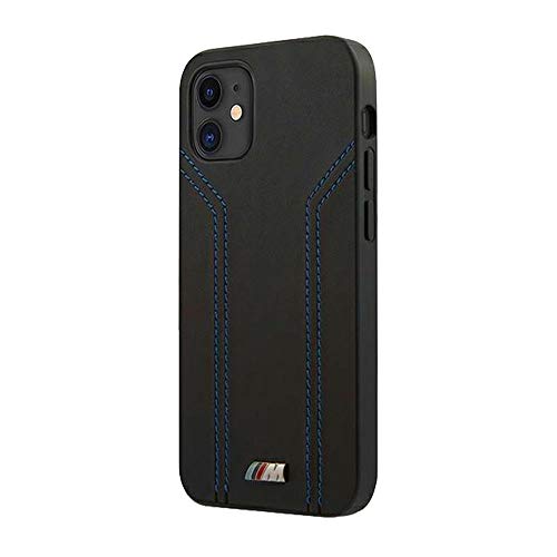 Bmw M Hard Case PU Double Blue Stitched - Carcasa para Apple iPhone 12 Pro MAX, Color Negro