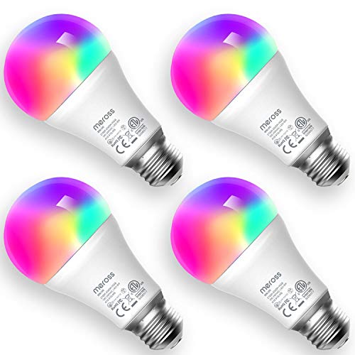 Bombilla LED Inteligente, Wi-Fi Bombilla, Luces Cálidas/Frías RGB, Lámpara Regulable, Multicolor, 9W, E27, 2700-6500K, Compatible con Alexa,Google Home y SmartThings, Meross