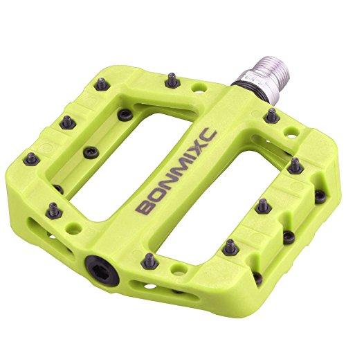 BONMIXC MTB Pedales, 9/16" Sellado Cojinete Clipless Nylon Ligero Pedales De Bicicleta Verde