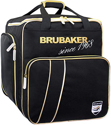 BRUBAKER 'Grenoble' - Bolsa de Deporte - Mochila para Botas de esquí + Casco + Accesorios - Color Negro/Dorado