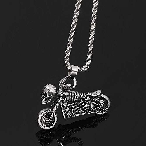 Collares Colgante Joyas Hombres Vintage Gótico Ghost Rider Colgante Collar Steampunk Calavera Motocicleta Motor Bike Rider Hip Hop Joyería De Fiesta Cool Men