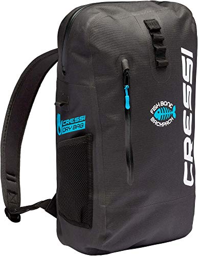 Cressi Fishbone Dry Backpack Mochila práctica, Duradera e Impermeable, Unisex-Adult, Negro, 25 L