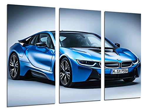 Cuadro Fotográfico Coche Deportivo BMW i8 Azul Tamaño total: 97 x 62 cm XXL