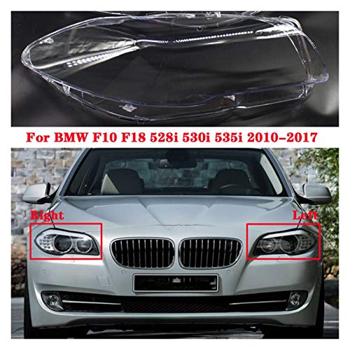 Cubierta faro coche Pantalla De Coches Fit For BMW Serie 5 F10 F18 528i 530i 535i 2010-2017 Frente Del Coche De Shell Cubierta De Linterna De Lente De Cristal Automática Faros Pantalla Transparente