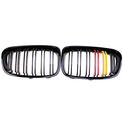 DYBANP Rejillas Delanteras del automóvil Rejillas de Carreras, para BMW Serie 1 F20 116i / 118d / 120d 5 Puertas 2011-2015, 2 Piezas Negro Brillante M-Color Look Rejillas Delanteras del automóvil