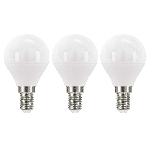 EMOS Pack de 3 bombillas LED de 6 W A+, equivalente a una bombilla incandescente de 40 W, casquillo E14, 470 lm, luz blanca cálida de 2700 K, mini globo G45, 30000 horas de vida útil.