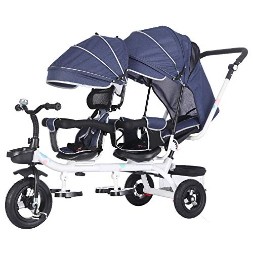 FLYFO Triciclo Niños,Ruedas Vacías De Titanio Bicicleta Tándem Marco De Acero De Alto Carbono Carro Doble Triciclo Bebé 1-7 Años,D