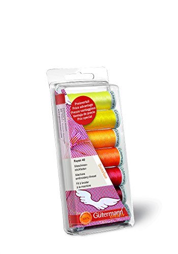 Gutermann Rayon 40 Sunrise - Juego de bobinas de Hilo para máquina de Coser (100 % Viscosa), Tonos cálidos