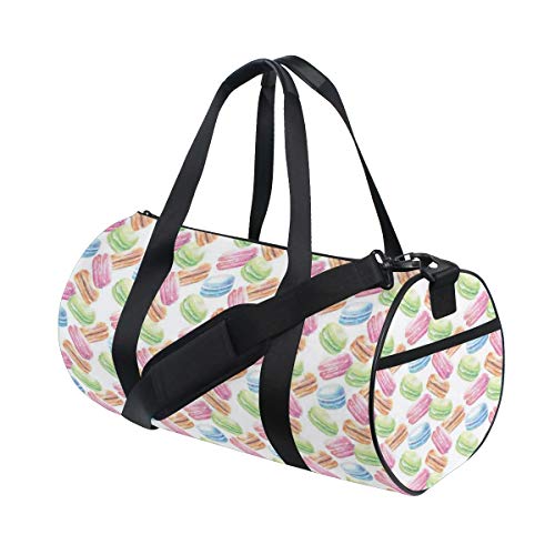 HARXISE Bolsa de Viaje，Pastel Macaron Patrón Acuarela Pistacho Frambuesa Calabaza Canela Blackberry,Bolsa de Deporte con Compartimento para Sports Gym Bag