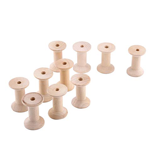 HEEPDD Bobinas de Hilo vacío de 10 Piezas, carretes de Hilo vacío de Madera de 47 mm x 31 mm Color de Madera Natural Color de Bobina de Carrete sin terminar Hilo de Bobina Costura de Alambre