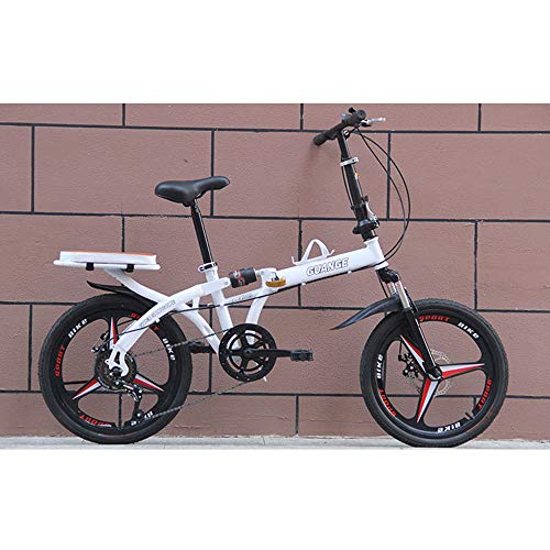 Hombres Mujeres Bicicleta Plegable Bicicleta Plegable De 20 Pulgadas 7 Engranajes Bicicleta Plegable De Absorción De Impactos De Alta Resistencia Hecha De Aluminio Bicicleta Urbana,Blanco,16 inch B