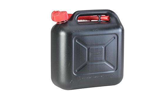 Hünersdorff Bidón para carburante STANDARD 10 L, PEAD Negro, con homologación UN, accesorios rojos