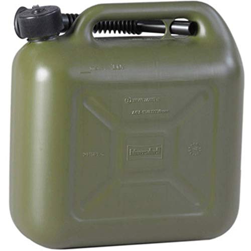 Hünersdorff Bidón para carburante STANDARD 10 L, PEAD Verde oliva, homologación UN, accesorios negros