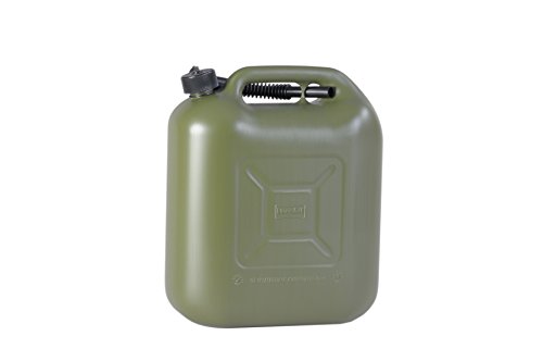 Hünersdorff Bidón para carburante (UN) 20 L, PEAD Verde oliva, homologación UN, accesorios negros