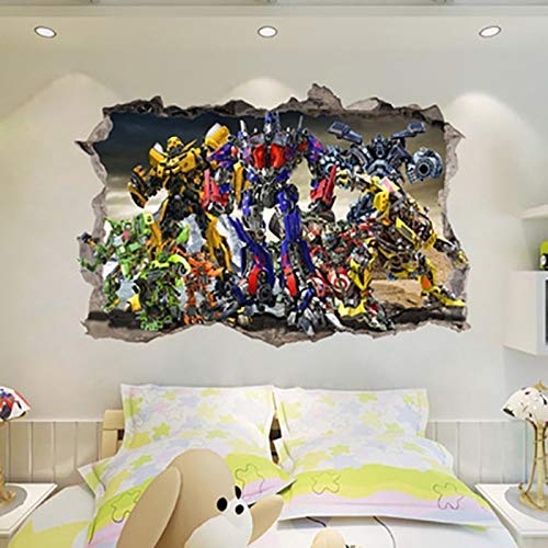 HUNSHA Pegatinas de pared de Transformers Optimus Prime Bumblebee Autobots rotos Autobots Pared Pegatinas Dormitorio Sala Niños