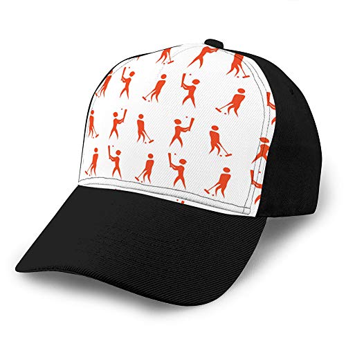 hyg03j4 0 Casquillo Unisex de la Bola de los Sombreros de la Moda, Hombre Abstracto SIL del extracto del Juego del Deporte Respirable, Ajustable