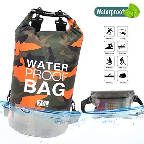 Idefair Bolsa Seca Impermeable, Mochila Seca Flotante Bolsa de Playa Saco seco liviano para la Playa, Paseos en Bote, Pesca, Kayak, natación, Rafting, Camping10L 20L 34L