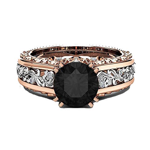 IVERIRMIN Aleación de Mujer Plateada 14k Oro Rosa Multicolor Anillo de Piedras Preciosas patrón de Flor