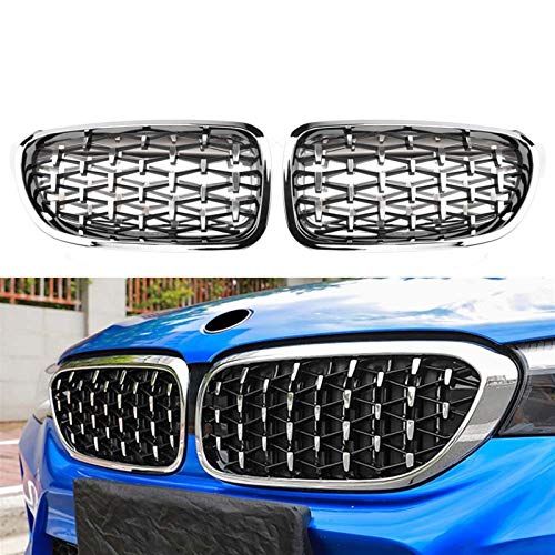 JZLMF Rejillas Frontales ARRIL AUTOMO AUTOMÁTICO AUTOMÁTICO CAPULAR RIÑONIO PEZA DE Papel DE PARPERA para BMW 5 Series F10 520i 523i 528i 550i 520d 530d 2009-2017 (Color : Sliver)