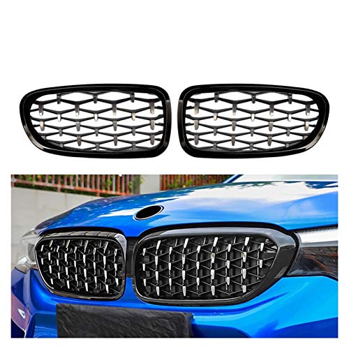 JZLMF Rejillas Frontales Auto Hood Kidney Sport Racing Grill para B-MW 5 Series F10 520i 528i 518d 520d 09-17 Rejillas De Parachoques Delantero Deportivo Accesorios De Coche (Color : Black Frame)