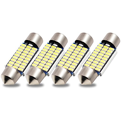 Kashine C5W LED 36mm Canbus 27SMD 3014 6411 6418 3W Bombilla LED Luz Interior de Coche Festoon Lámpara Xenón Blanco 6000K 12V (4 Piezas)