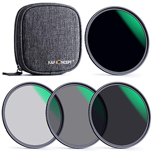 K&F Concept Kit de Filtros de Densidad Neutra de 67mm ND4 ND8 ND64 ND1000 de Vidrio Óptico Nano-Revestido de 18 Capas para 67mm Lentes con Bolsa de Filtro