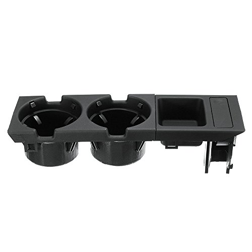 KKmoon Portavasos Frontal Consola Central Soporte de Bebidas Latas + Sostenedor de Monedas para BMW 3 Series E46 1998-2004 Negro