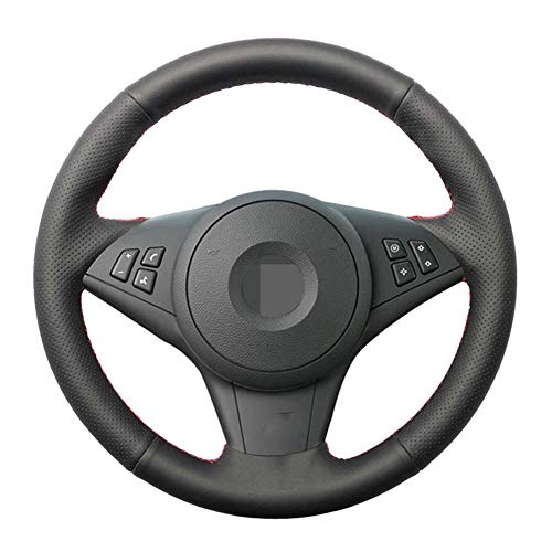 kLSAMNM Cubierta del Volante del Coche de Cuero Cosido a Mano, Estilo del Coche del Volante, para BMW E60 530i E63 E64 635D