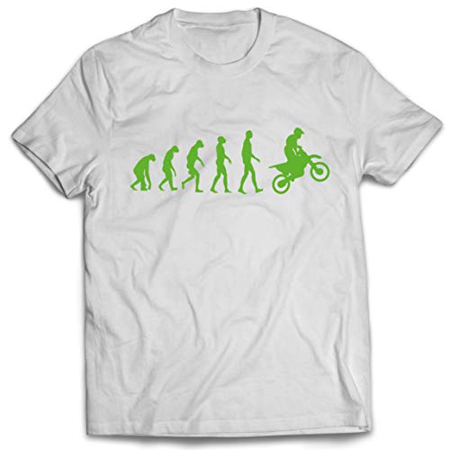 lepni.me Camisetas Hombre Evolución del Motocross Equipo de Moto Ropa de Carreras Todoterreno (Large Verde Blanco)