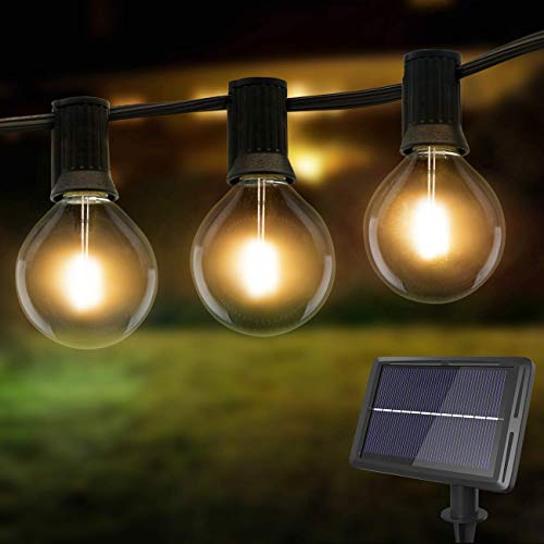 Litogo Guirnaldas Luces Exterior Solar, 8m G40 25+2 LED Cadena de Luces Exterior 4 Modes Luces Exterior Bombillas Exterior, Impermeable guirnalda bombillas Decorativas Ideal para Jardín, Terraza,Patio