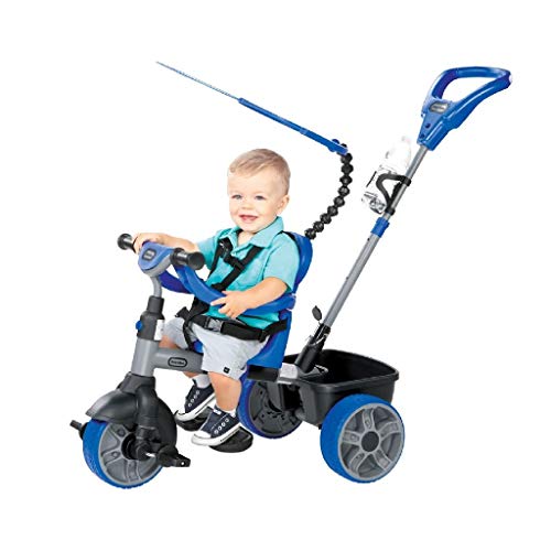 Little Tikes Triciclo 4 en 1 Edición Básica - Triciclo de Tres Ruedas para Niños Pequeños - Edades de 9 Meses a 3 Años - Juego Activo Todo el Día - Azul