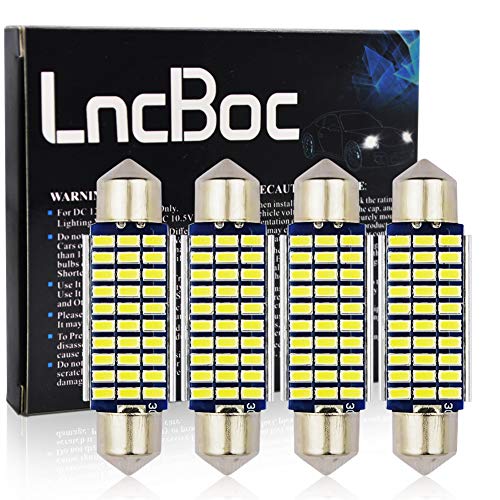 LncBoc 41mm Festoon C5W Bombillas 30-3014LED Plaque D'immatriculation Festons Veilleuse Dôme Tronc Voiture Lumiere Xenon Blanc 6000K 12V Paquete de 4