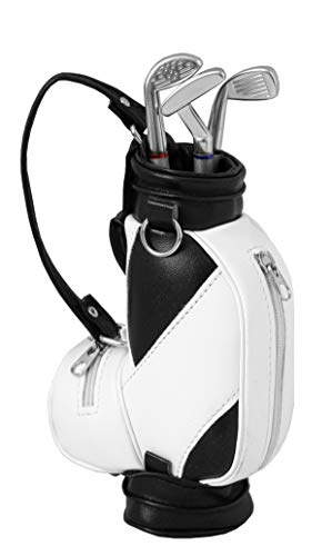 LONGRIDGE Set de Bolígrafos en Forma de Mini Bolsa de Golf, Unisex-Adult, Blanco/Negro, One Size