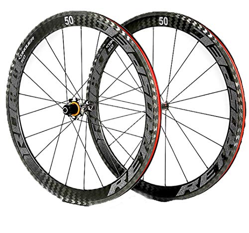 LYzpf Llantas Bicicleta Camino 700C Rueda Perfil Delantera Trasera Bici Rim Conjunto Freno Disco 4 Rodamientos Fibra De Carbon Equipamiento,Anti-cursor