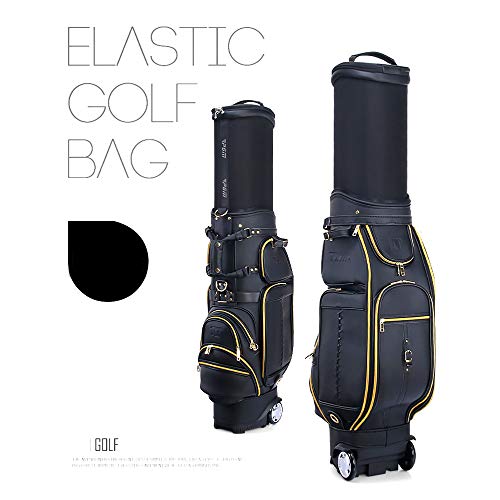 Mhwlai Golf Viajes Bolsa de Aire, Casquillo de la Bola retráctil, Polea, de Gran Capacidad, multifunción, Material de Cuero Bolsa de Aire (Negro),B