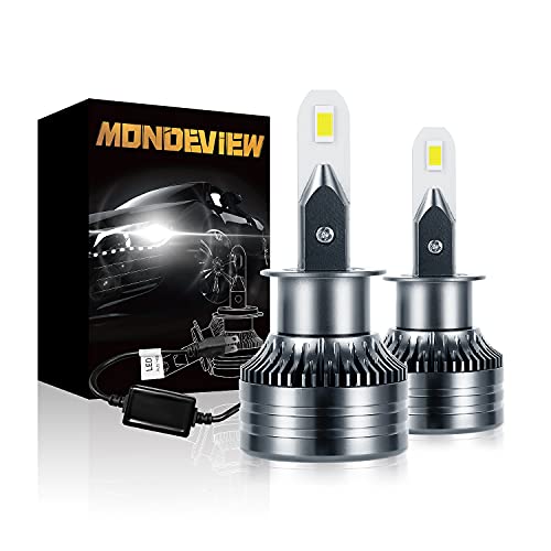 MONDEVIEW Kit Bombillas LED H1 60W 16000LM 6000K H1 Bombilla LED Coche y Motocicleta Brillo Extremadamente Alto Chip LED CREE Luz de Carretera 360° Luces Antiniebla Haz Bajo Bi-xenón 5 Años Garantía