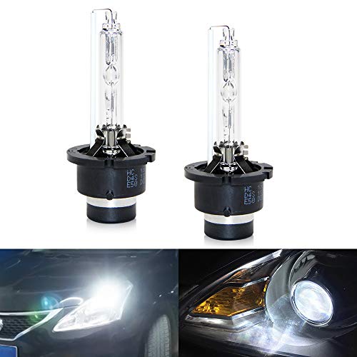 OPPULITE D4S Xenón Bombilla Auto HID Lámpara, 35W Kit de reemplazo de lámpara de xenón HID, 12V Coche 6000K White Xtreme Vision, Paquete de 2