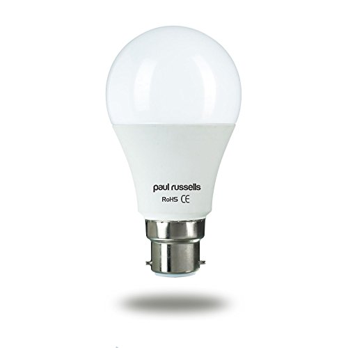 Paquete de 2 bombillas LED GLS de 6 W B22 BC Bayoneta Paul Russells brillante 6 W = 50 W A60 estándar 270 haz de luz 6500 K luz de día 50 W incandescente de repuesto