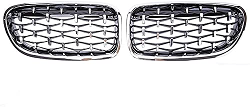 Para BMW 5 Series F10 F11 F18 520i 523i 528i 520D 530D 2010-2016 Rejilla de riñón de diamante Parachoques delantero de coche Sport Racing Grillg Rejillas delanteras y rejillas de radiador (Color: Ne