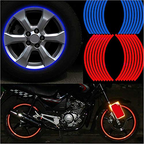 Pegatinas reflectantes de seguridad 16 PC Tiras de ruedas pegatinas y calcomanías reflectante borde de la cinta for B-M-W VW Audi Ford Nissan K-I-A Mercedes Mitsubishi Car Styling para motocicleta, co