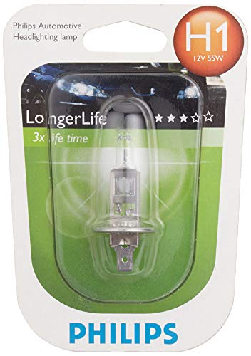 Philips 12258 Long Life - Bombilla H1 para faros delanteros (1 unidad, 12 V, 55 W)