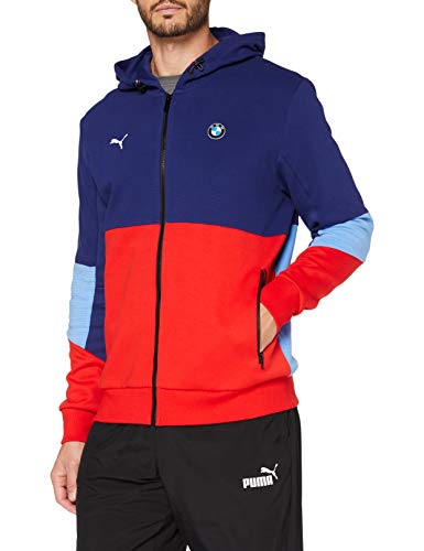 Puma BMW MMS Hooded Sweat Jacket Chaqueta, Hombre, Rojo/Azul, M