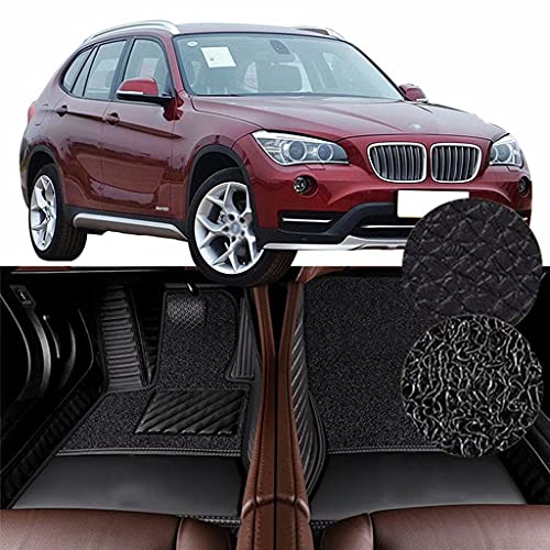 QCYP Alfombrillas para Coches Adecuado para BMW X1 xDrive20i Paquete de diseño Deportivo SUV de 5 Puertas y 5 plazas 2014 Alfombrillas para Todo Tipo de Clima Alfombras de Auto,LHD