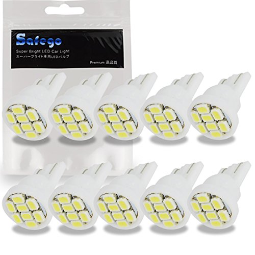 Safego 10x T10 501 W5W Wedge 194 168 LED Bombillas 8SMD 3020 Luz Interior del Coche Laterales Blanco Xenon 6000K 12V