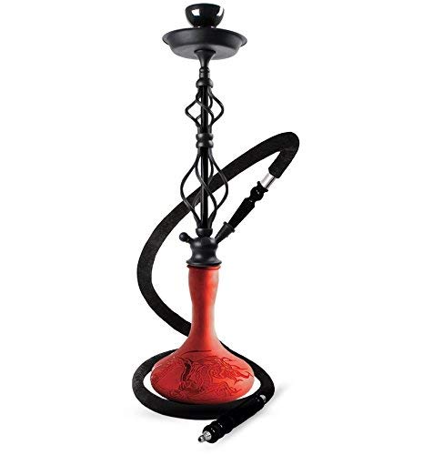 Shisha Sahara Smoke Dragon Red - Pipa de agua con cabezal Vortex y pinzas, columna de humo, color rojo