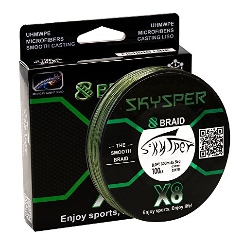 SKYSPER Trenzado de Pescar X8 Trenzado de 8 Hilos 300/500 m PE Sedal Trenzado Super Suave Fuerte de Polietileno Línea de Pesca 20-100LB Profesional Hilo Trenzado para Pesca en mar